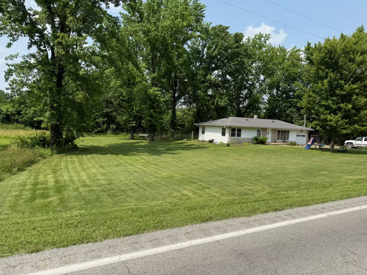 Completed outdoor landscaping and lawn care
