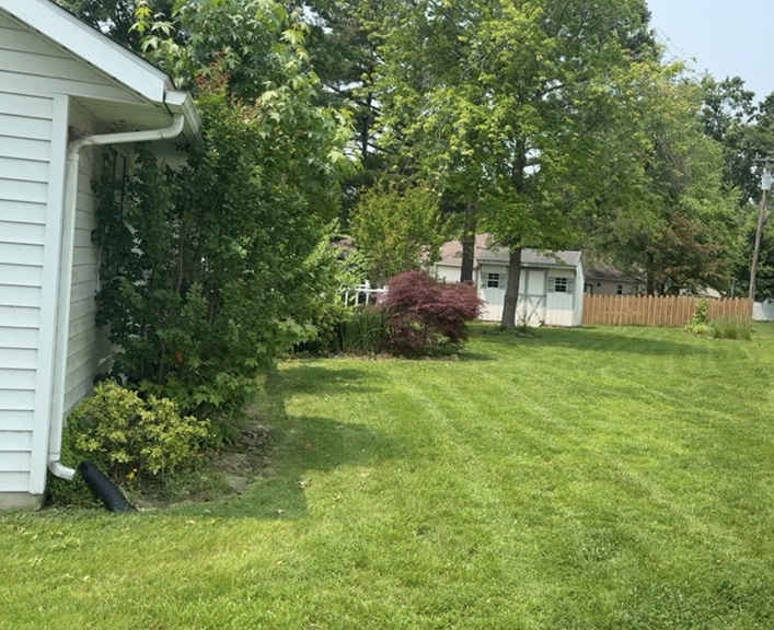 Clean landscaping and trimmed trees — completed job in Southern Illinois